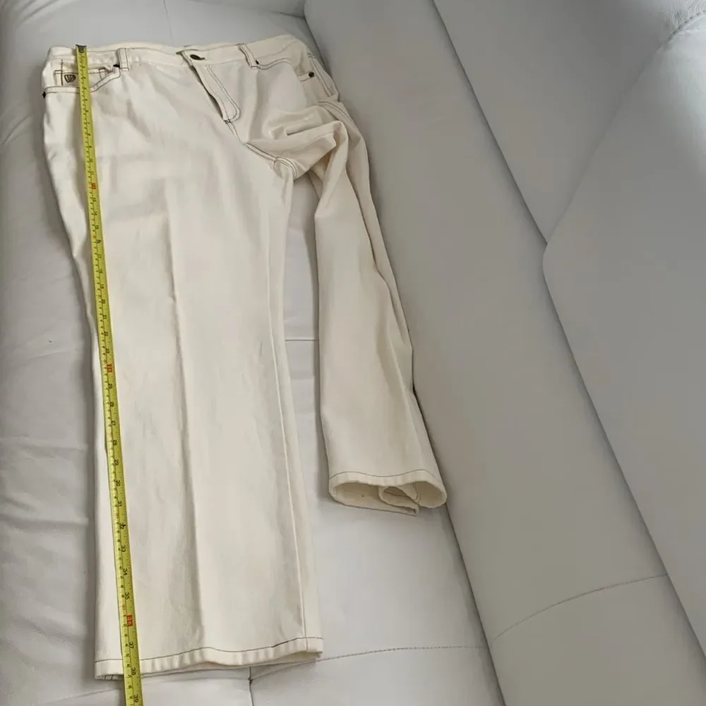 Sigrid Olsen Cotton Cream Two-Piece Suit Jacket Pants Embroidered Size L/14 - Picture 13 of 16